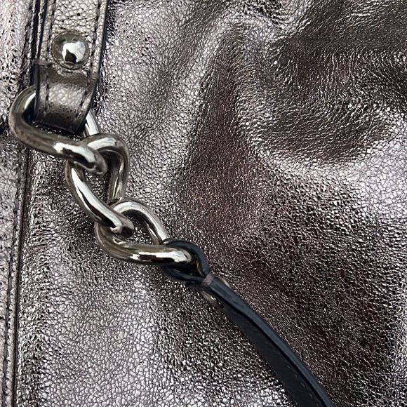 Coach Brook pewter metallic silver hobo satchel bag removable shoulder strap - Picture 12 of 13